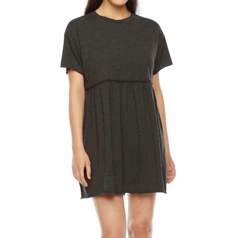 Arizona Short Sleeve Babydoll Dress, size L, dark heather gray